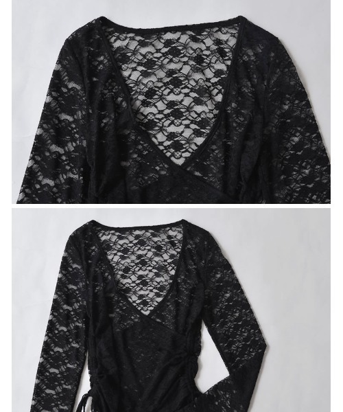 Re:EDIT（リエディ）の「[2025AW COLLECTION]カットレースカシュクールトップス（Tシャツ/カットソー・レディース・ブラック/アイボリー・MEDIUM/LARGE）」の14枚目の写真