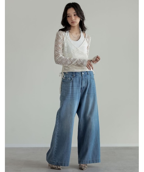 Re:EDIT（リエディ）の「[2025AW COLLECTION]カットレースカシュクールトップス（Tシャツ/カットソー・レディース・ブラック/アイボリー・MEDIUM/LARGE）」の12枚目の写真