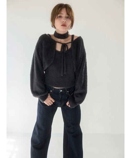 dazzlin(ダズリン)の「チョーカー付ミニシャギーニットキャミソール(キャミソール・レディース・ピンク/オフホワイト/グレー/チャコールグレー・FREE)」の7枚目の写真