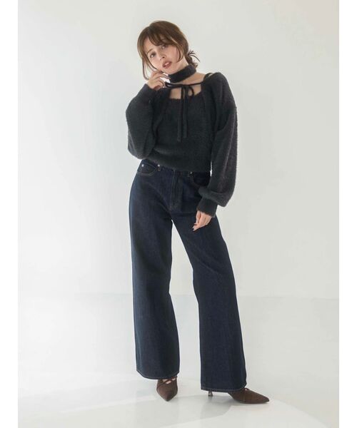 dazzlin(ダズリン)の「チョーカー付ミニシャギーニットキャミソール(キャミソール・レディース・ピンク/オフホワイト/グレー/チャコールグレー・FREE)」の8枚目の写真