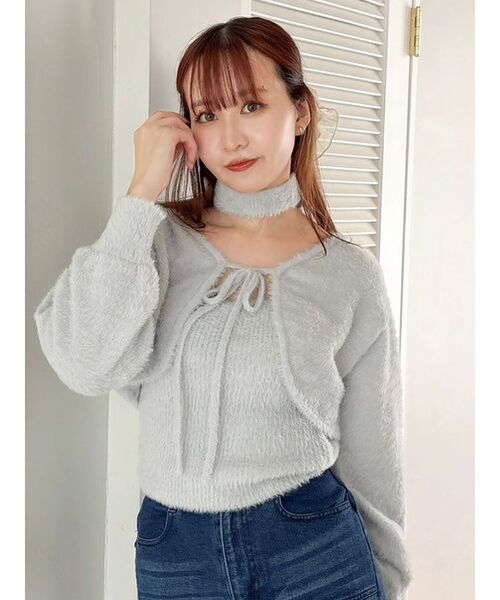 dazzlin(ダズリン)の「チョーカー付ミニシャギーニットキャミソール(キャミソール・レディース・ピンク/オフホワイト/グレー/チャコールグレー・FREE)」の13枚目の写真