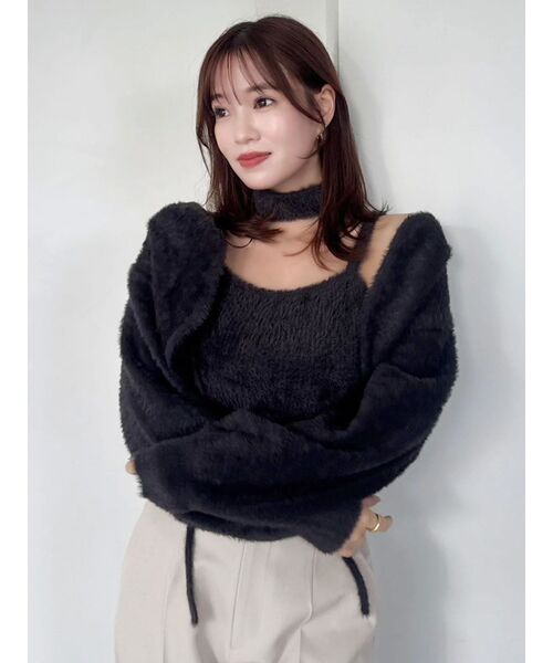 dazzlin(ダズリン)の「チョーカー付ミニシャギーニットキャミソール(キャミソール・レディース・ピンク/オフホワイト/グレー/チャコールグレー・FREE)」の20枚目の写真