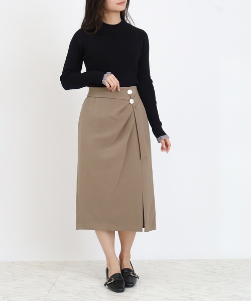 TRUDEA（トルディア）の「アシメドレープタイトスカート（スカート・レディース・ネイビー/モカ/ブラウン・SMALL/MEDIUM/LARGE）」の7枚目の写真