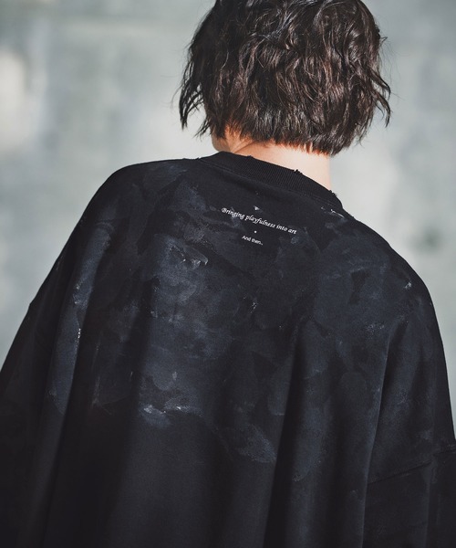 GLIMCLAP（グリムクラップ）の「msw1764-Relic Oversized Sweat shirt スウェットプルオーバー(192-048-gla-cf)（スウェット・メンズ・ブラック/ナチュラル・S/M/L）」の5枚目の写真