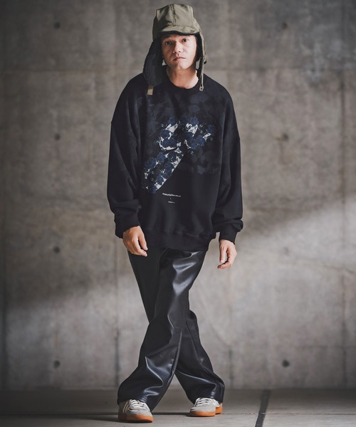 GLIMCLAP（グリムクラップ）の「msw1764-Relic Oversized Sweat shirt スウェットプルオーバー(192-048-gla-cf)（スウェット・メンズ・ブラック/ナチュラル・S/M/L）」の8枚目の写真
