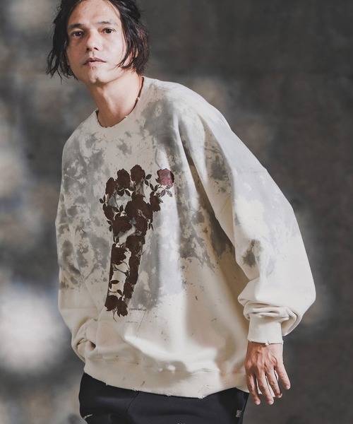 GLIMCLAP（グリムクラップ）の「msw1764-Relic Oversized Sweat shirt スウェットプルオーバー(192-048-gla-cf)（スウェット・メンズ・ブラック/ナチュラル・S/M/L）」の10枚目の写真