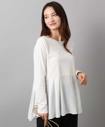 MK MICHEL KLEIN | タックプリーツデザイン ペプラムインナーカットソー/洗える(Tシャツ/カットソー)