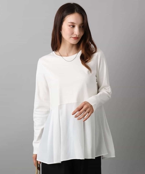 MK MICHEL KLEIN（エムケーミッシェルクラン）の「タックプリーツデザイン ペプラムインナーカットソー/洗える（Tシャツ/カットソー・レディース・アイボリー・38）」の15枚目の写真