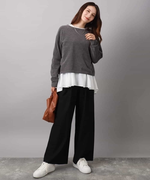 MK MICHEL KLEIN（エムケーミッシェルクラン）の「タックプリーツデザイン ペプラムインナーカットソー/洗える（Tシャツ/カットソー・レディース・アイボリー・38）」の13枚目の写真