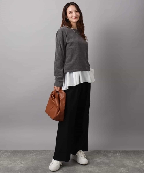 MK MICHEL KLEIN（エムケーミッシェルクラン）の「タックプリーツデザイン ペプラムインナーカットソー/洗える（Tシャツ/カットソー・レディース・アイボリー・38）」の12枚目の写真