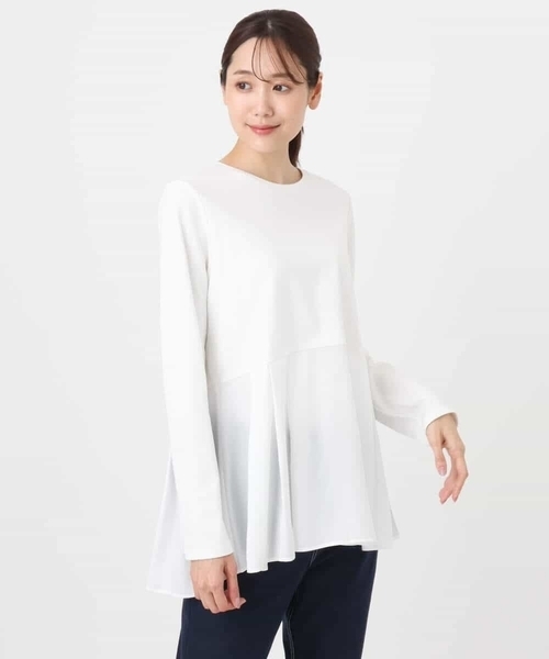 MK MICHEL KLEIN（エムケーミッシェルクラン）の「タックプリーツデザイン ペプラムインナーカットソー/洗える（Tシャツ/カットソー・レディース・アイボリー・38）」の8枚目の写真