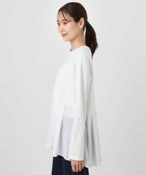 MK MICHEL KLEIN（エムケーミッシェルクラン）の「タックプリーツデザイン ペプラムインナーカットソー/洗える（Tシャツ/カットソー・レディース・アイボリー・38）」の7枚目の写真