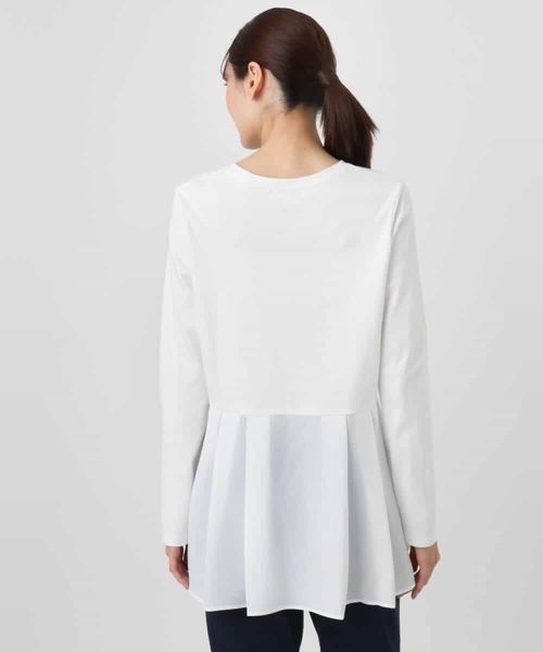 MK MICHEL KLEIN（エムケーミッシェルクラン）の「タックプリーツデザイン ペプラムインナーカットソー/洗える（Tシャツ/カットソー・レディース・アイボリー・38）」の6枚目の写真