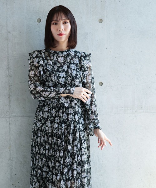 Ruwan yu(ルワンユー)の「花柄シフォンワンピース【大きいサイズ対応】(ワンピース・レディース・ブラック・L/LL/3L/4L)」の15枚目の写真