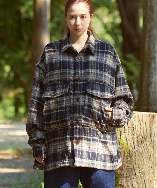 AOZORA（アオゾラ）の「AOZORA/アオゾラ 　ネルチェック起毛シャツ（シャツ/ブラウス・メンズ・レッド/サックスブルー/ブラック・MEDIUM/LARGE）」の2枚目の写真