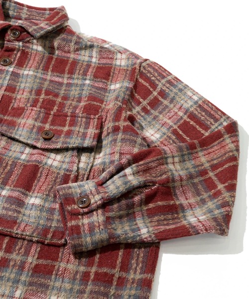AOZORA（アオゾラ）の「AOZORA/アオゾラ 　ネルチェック起毛シャツ（シャツ/ブラウス・メンズ・レッド/サックスブルー/ブラック・MEDIUM/LARGE）」の12枚目の写真
