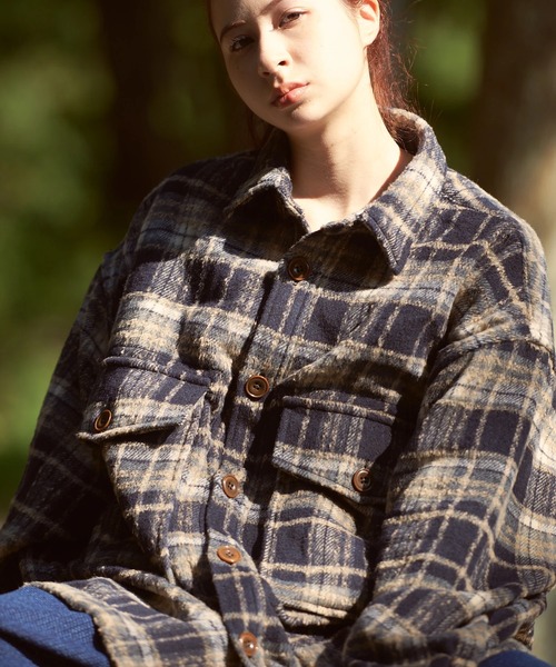 AOZORA（アオゾラ）の「AOZORA/アオゾラ 　ネルチェック起毛シャツ（シャツ/ブラウス・メンズ・レッド/サックスブルー/ブラック・MEDIUM/LARGE）」の5枚目の写真