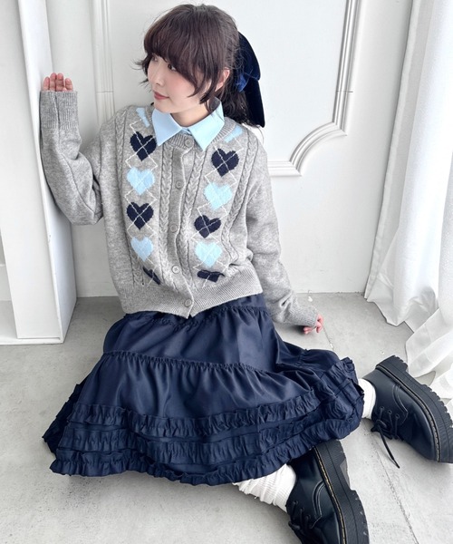 セール】ハートアーガイルニットカーディガン（カーディガン/ボレロ