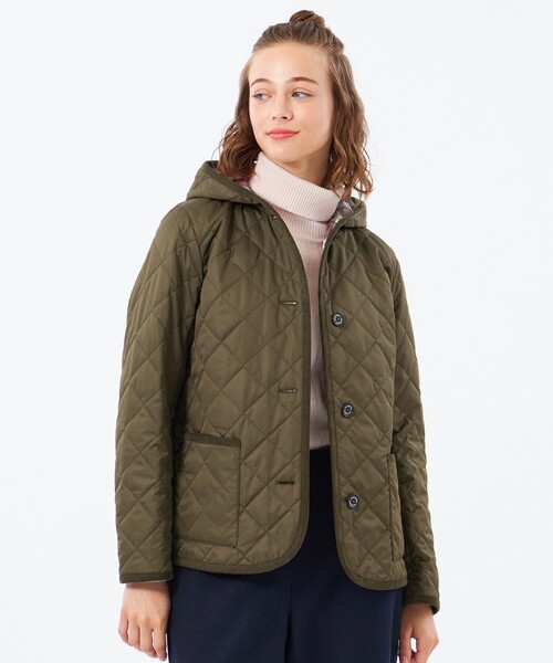 MACKINTOSH PHILOSOPHY（ﾏｯｷﾝﾄｯｼｭ ﾌｨﾛｿﾌｨｰ）の「【ROYTON MIDDLE HOOD（ロイトンミドルフード）】キルティング（ブルゾン・レディース・カーキ/ダークネイビー/ホワイト系その他・40/36/38）」の2枚目の写真