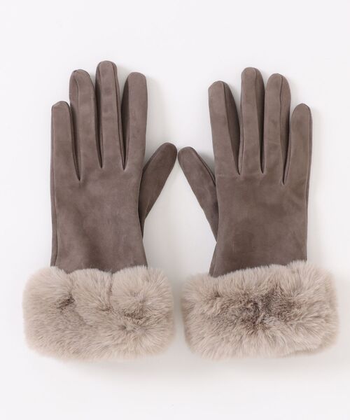 GALA　GLOVES（ガラ　グローブ）の「【GALA GLOVES/ガーラグローブ】ファー付き シープスキンレザー グローブ 手袋 スエード イタリア製（手袋・レディース・ブラック/ダークブラウン/モカ・7/7.5/8）」の3枚目の写真