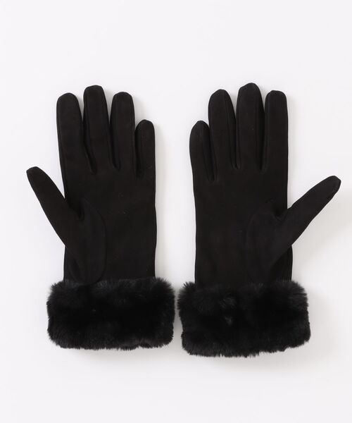 GALA　GLOVES（ガラ　グローブ）の「【GALA GLOVES/ガーラグローブ】ファー付き シープスキンレザー グローブ 手袋 スエード イタリア製（手袋・レディース・ブラック/ダークブラウン/モカ・7/7.5/8）」の4枚目の写真