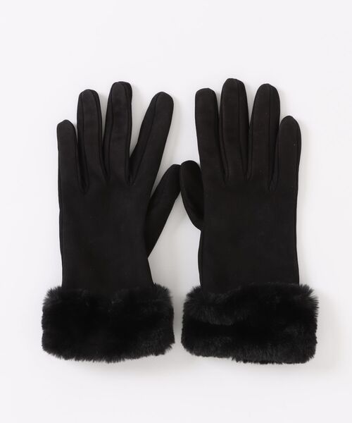 GALA　GLOVES（ガラ　グローブ）の「【GALA GLOVES/ガーラグローブ】ファー付き シープスキンレザー グローブ 手袋 スエード イタリア製（手袋・レディース・ブラック/ダークブラウン/モカ・7/7.5/8）」の2枚目の写真