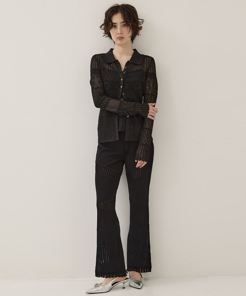 EMILY ODA(エミリーオダ)の「【EMILYODA/エミリーオダ】Flower Lace Knit Top/フラワーレースニットトップス(ニット/セーター・レディース・ブラック/ライトブルー・1)」の10枚目の写真