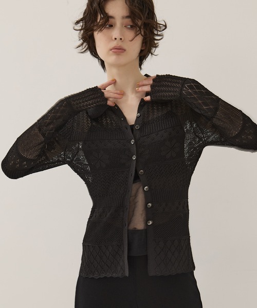 EMILY ODA(エミリーオダ)の「【EMILYODA/エミリーオダ】Flower Lace Knit Top/フラワーレースニットトップス(ニット/セーター・レディース・ブラック/ライトブルー・1)」の16枚目の写真