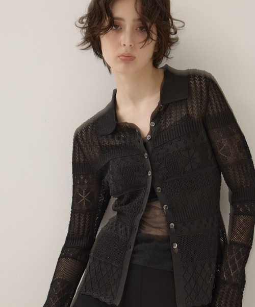 EMILY ODA(エミリーオダ)の「【EMILYODA/エミリーオダ】Flower Lace Knit Top/フラワーレースニットトップス(ニット/セーター・レディース・ブラック/ライトブルー・1)」の18枚目の写真