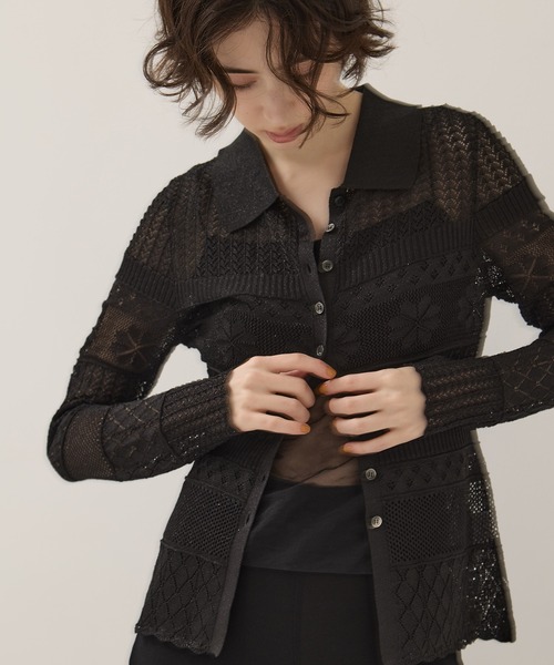 EMILY ODA(エミリーオダ)の「【EMILYODA/エミリーオダ】Flower Lace Knit Top/フラワーレースニットトップス(ニット/セーター・レディース・ブラック/ライトブルー・1)」の17枚目の写真