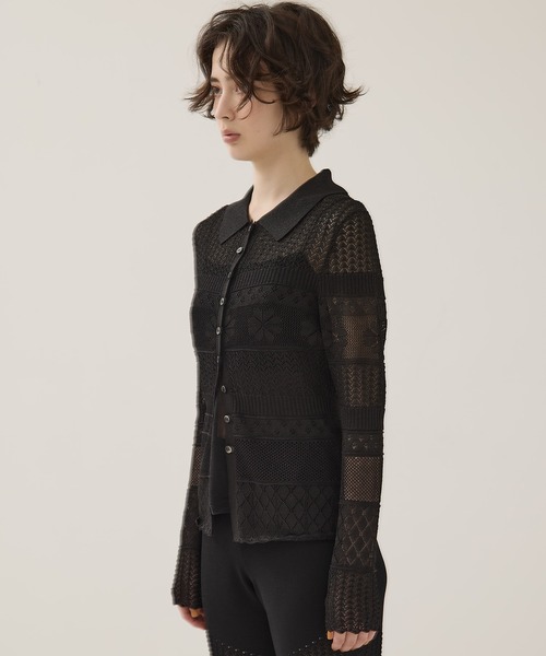 EMILY ODA(エミリーオダ)の「【EMILYODA/エミリーオダ】Flower Lace Knit Top/フラワーレースニットトップス(ニット/セーター・レディース・ブラック/ライトブルー・1)」の19枚目の写真