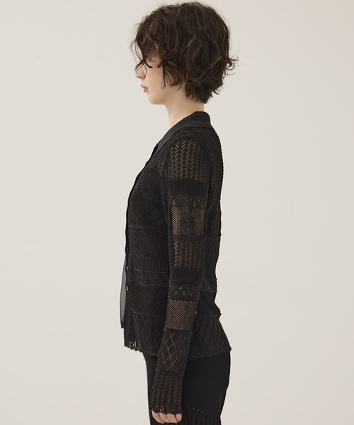 EMILY ODA(エミリーオダ)の「【EMILYODA/エミリーオダ】Flower Lace Knit Top/フラワーレースニットトップス(ニット/セーター・レディース・ブラック/ライトブルー・1)」の3枚目の写真