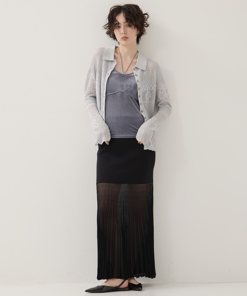 EMILY ODA(エミリーオダ)の「【EMILYODA/エミリーオダ】Flower Lace Knit Top/フラワーレースニットトップス(ニット/セーター・レディース・ブラック/ライトブルー・1)」の4枚目の写真
