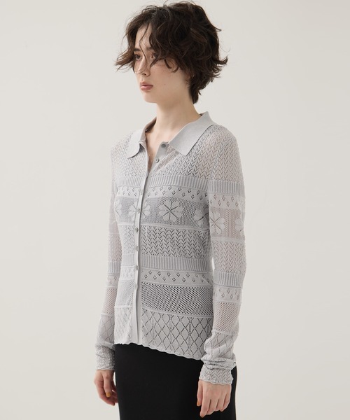EMILY ODA(エミリーオダ)の「【EMILYODA/エミリーオダ】Flower Lace Knit Top/フラワーレースニットトップス(ニット/セーター・レディース・ブラック/ライトブルー・1)」の22枚目の写真