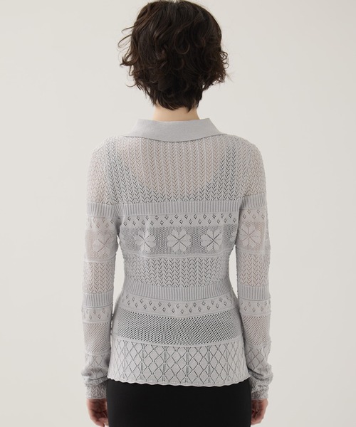 EMILY ODA(エミリーオダ)の「【EMILYODA/エミリーオダ】Flower Lace Knit Top/フラワーレースニットトップス(ニット/セーター・レディース・ブラック/ライトブルー・1)」の21枚目の写真
