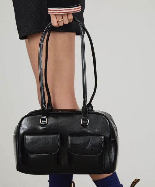 セール】Faux Leather 2-Way Shoulder Bag / フェイクレザー 2WAY