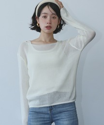 Ampirula（アンピルーラ）の「シアーニット トップス 長袖 タンクトップ インナー 2点セット アンサンブル レイヤードトップス（ニット/セーター）」