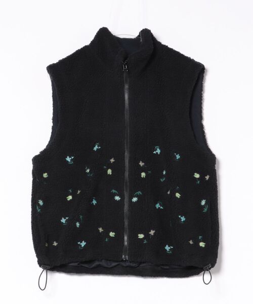 セール】レトロフラワー刺繍ボアベスト（裏地付き）（ベスト）｜SUPER