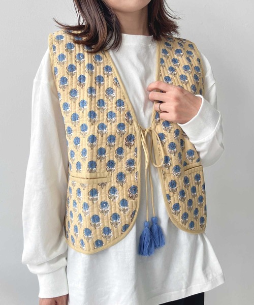 セール】ブロックプリント キルティングベスト（ベスト）｜AS KNOW AS