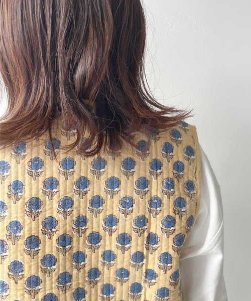 AS KNOW AS plus(アズノゥアズプラス)の「ブロックプリント キルティングベスト(ベスト・レディース・イエロー系/ブルー系/アイボリー系/ピンク系・FREE)」の22枚目の写真