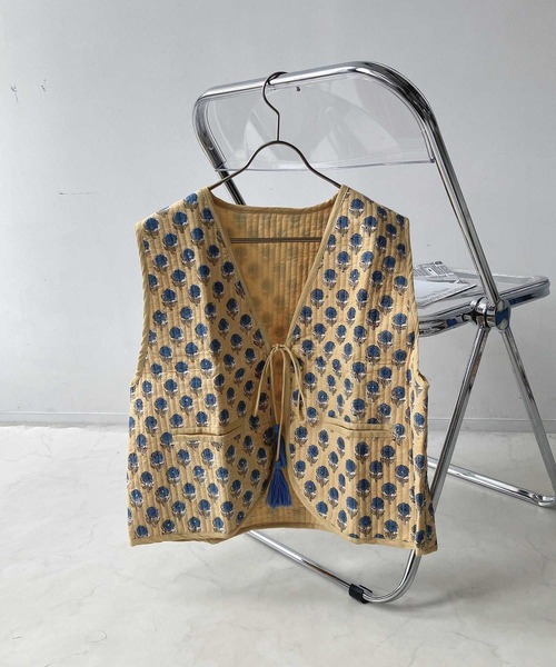 セール】ブロックプリント キルティングベスト（ベスト）｜AS KNOW AS