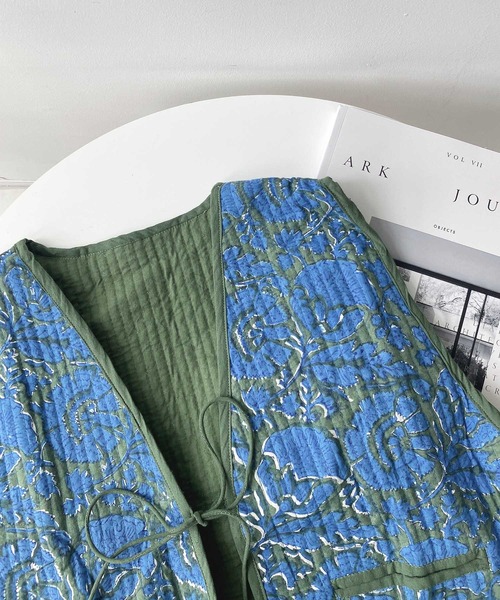 AS KNOW AS plus(アズノゥアズプラス)の「ブロックプリント キルティングベスト(ベスト・レディース・イエロー系/ブルー系/アイボリー系/ピンク系・FREE)」の17枚目の写真