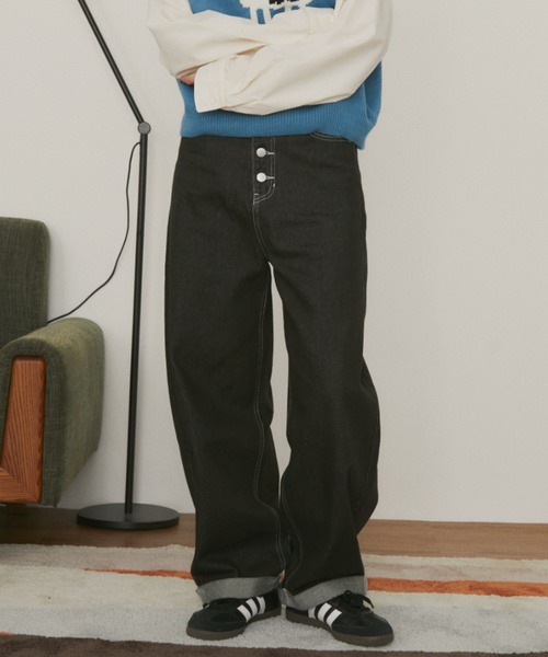 MERLOT（メルロー）の「ロールアップコクーンデニムパンツ（デニムパンツ・レディース・グレー/グリーン・マルチサイズ）」の2枚目の写真