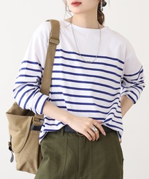 パネルボーダーコットン長袖Tシャツ