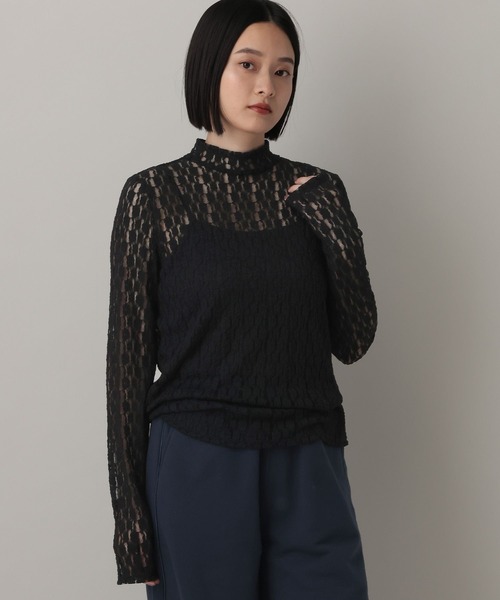 A part by（アパートバイ）の「ハイネックレースカットプルオーバー_長袖（Tシャツ/カットソー・レディース・ブラック/オフホワイト/グレー系その他2・FREE）」の10枚目の写真