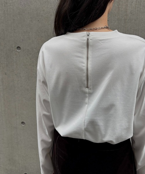 &g'aime（アンジェム）の「【&g'aime】ロゴレザーベルトロンT　Logo Leather-Belt Long Tee（Tシャツ/カットソー・レディース・ブラック/ホワイト・FREE）」の12枚目の写真