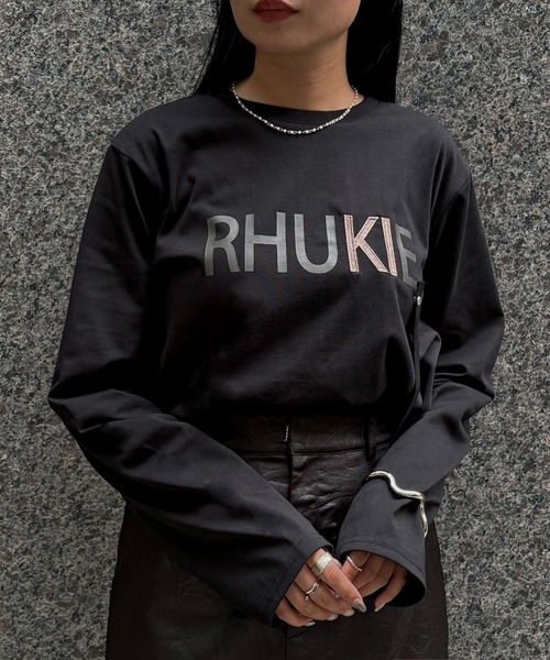 &g'aime（アンジェム）の「【&g'aime】ロゴレザーベルトロンT　Logo Leather-Belt Long Tee（Tシャツ/カットソー・レディース・ブラック/ホワイト・FREE）」の16枚目の写真