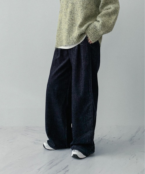 on:nue（オンニュ）の「【on:nue】[3色展開/3サイズ展開] デニムライク起毛タックパンツ（その他パンツ・レディース・ブラック/ブルー/ブラウン・SMALL/MEDIUM/LARGE）」の17枚目の写真