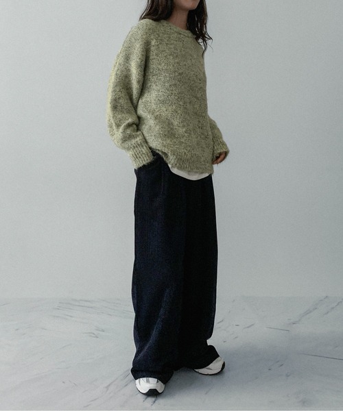 on:nue（オンニュ）の「【on:nue】[3色展開/3サイズ展開] デニムライク起毛タックパンツ（その他パンツ・レディース・ブラック/ブルー/ブラウン・SMALL/MEDIUM/LARGE）」の21枚目の写真