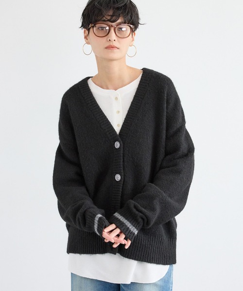 BARNYARDSTORM（バンヤードストーム）の「BARNYARDSTORM / シャギーニットカーディガン（カーディガン/ボレロ・レディース・チャコール/ブラック・FREE）」の9枚目の写真